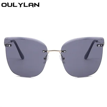 Oulylan Kovinski Rimless sončna Očala Ženske Luksuzne blagovne Znamke Design Poligon ocean sončna Očala Ženske Seksi Gradient Očala Odtenki UV400