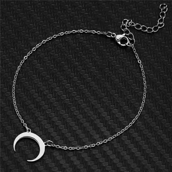 Iz Nerjavečega Jekla Verige Minimalističen Crescent Moon Charms Zapestnico Za Ženske, Nakit Preprost, Ročno Izdelana Zapestnica