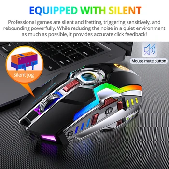 Mehansko Miško Za 2,4 G USB Optical Mouse Brezžična Miška Tiho Gaming Miška Z RGB Backlit Za Izračun Laptop Igre Urad