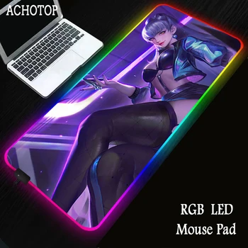 League of Legends Kda Akali RGB Mouse Pad Gamer Tipkovnice Desk Osvetljen Mat, LED Miško Mat Pc Oprema DIY Gaming Mousepad Xl