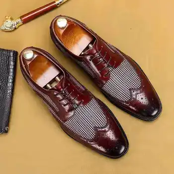 Novo Vintage Moda Moški Čevlji Formalno Obleko Priložnostne Usnjeni Čevlji Poslovnih Poroko Loafers Oblikovalec Brogue Urad Čevlji