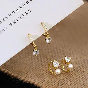 S925 Silver Pearl Stud Diamant Uhani Za Ženske Zlata Modni Visoke Kakovosti, Lepe, Vroče Prodaje Lady Preprost Stranka Darila Nakit INEFFA