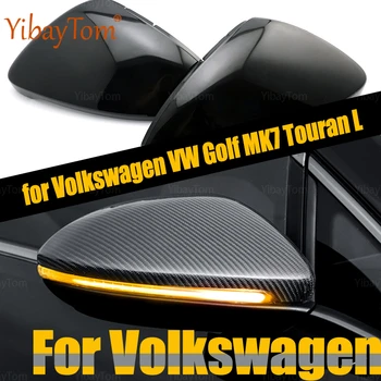 2pcs Black rearview Ogljikovih Vlaken Vzorec Ogledalo kritje kape lupini Za Volkswagen VW Golf 7 R MK7 7.5 GTI 2013-20 Touran L 2016-19