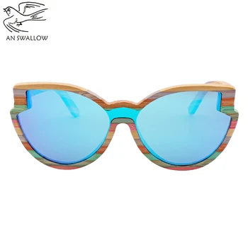 Novo Ročno Polarizirana Barve Bambusa sončna Očala UV400 Moda moška sončna Očala Ženske blagovne Znamke Design Pisane Ogledalo Očala