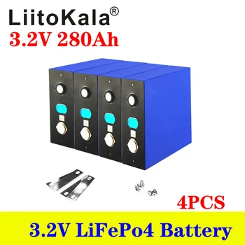 4pcs LiitoKala LiFePO4 3.2 V 280Ah Celice za 12V 280Ah Lifepo4 Baterije Doma Sončne Energije za Shranjevanje Z Avtobusom Palice
