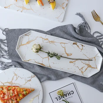 Lekoch Ustvarjalne Marmorja Trak Velik Pravokotnik In Krog Keramični Pizza Ploščo za Kuhanje iz Porcelana Namizna Suši