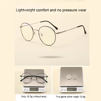 Modra Svetloba Blokiranje Očala za Ženske, Moške Retro Krog Jasno, Leče Očala Zlitine v celotni sliki, Igranje Računalniških Očal
