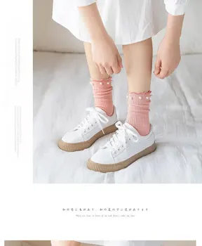 Pearl čipke nogavice, otroške sredini cev nogavice auricular curl trdna Japonski JK kup nogavice, ženske korejski Trend