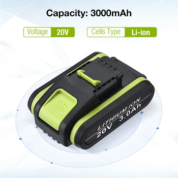 3.0 Ah 20V Li Ionska Baterija za Worx WA3553 WA3551 WA3556 WA3572 WA3641 WA3553.1 WG169E WX386 WX550.1 WX176 WX279 za električna Orodja