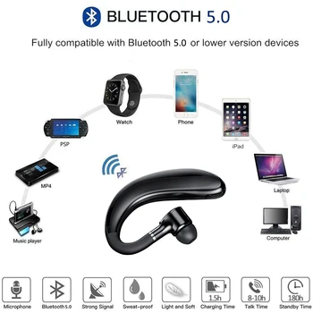 5.0 Bluetooth Slušalke slušalke za Prostoročno Slušalko Brezžična slušalka Pogon Klic Športne Slušalke Z Mikrofonom Za Vse Pametne Telefone