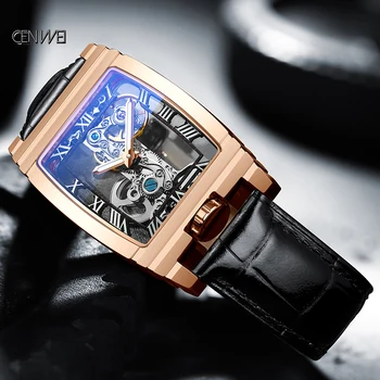 Luksuzni Mens automatic Mehanski watch poslovanje, nepremočljiva okostje priložnostne pasu ročno uro Relogio