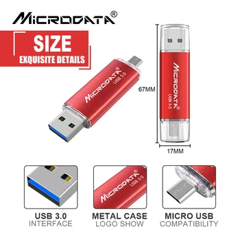 USB Flash Drive 2 V 1 USB3.0 & Type C & Android OTG Pen Drive 32GB 64GB 128GB High Speed USB Stick Pendrives Cle USB