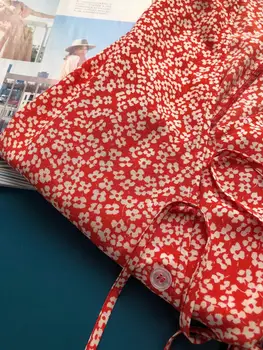 Ženske Split Zaviti Mid-Tele Obleko Cvjetnim Tiskanja Kratek Rokav Prairie Elegantna Proti-vrat Strani Gumbe, Čipke-up Obleko 2020 Pomlad Poletje