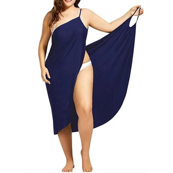 Plus Velikost Ženske Seksi Plaži Proti-vrat Suspender Obleko 2021 Poletje Backless Kopalke Cover-up Zaviti Haljo Žensk Tropskih Oblačila
