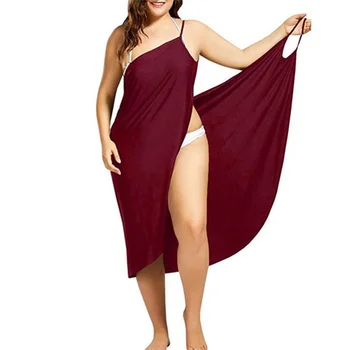 Plus Velikost Ženske Seksi Plaži Proti-vrat Suspender Obleko 2021 Poletje Backless Kopalke Cover-up Zaviti Haljo Žensk Tropskih Oblačila