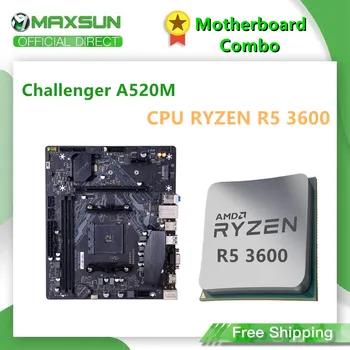 MAXSUN Desktop Motherboard Combo Challenger A520M Ram DDR4 8GBx2 2666MHz CPU RYZEN R5 3600 3600X Nova, vendar brez hladilnika
