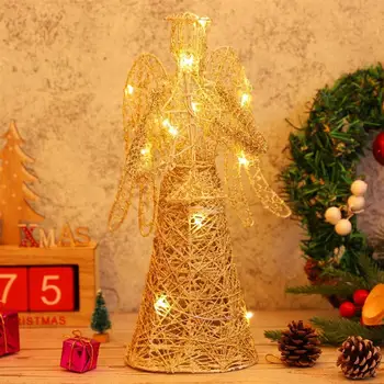 Božič Angel Krošnja Moda Zlato Božično Drevo Pokrivalo Baterijsko Očarljivo Angel Drevesa Pokrivalo Božič Krošnja Ornament