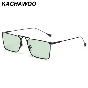 Kachawoo polarizirana sončna očala moških vožnje kvadratnih retro sončna očala za ženske trendy full metal uv400 zelena črna rojstni dan darila