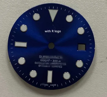 Modra Svetlobni 29mm Watch Izbiranje s R Logo za 2836,2824, 8215 in Mingzhu Gibanja