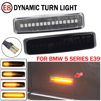 2Pcs Dinamično Amber LED Strani Oznako Vključite Signal Zaporedno Blinker Luči Za BMW Serije 5 E39 12/1995-06/2003 Vse Modele