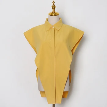 TWOTWINSTYLE Seksi Solid Majica Za Ženske River brez Rokavov Nezakonitih Robom Priložnostne Bluze za Ženske Poletnih Modnih Oblačil 2021 Slog