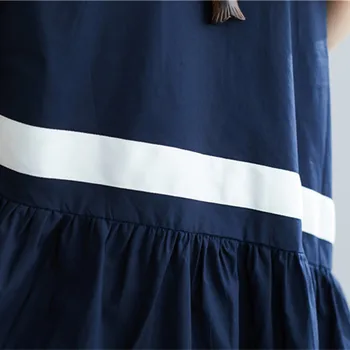 Johnature 2021 Barva Modra Mozaik Svoboden,-Line Obleke Poletje Novo Udobno Ženske Obleke Plus Priložnostne Obleko