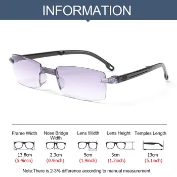 1Pc Zložljiva Ultralahkih Rimless Obravnavi Očala Ženske Moški Modra Svetloba Blokiranje brez okvirjev Računalnik Presbyopia Bralec +1.0~+4.0