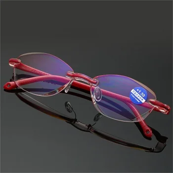 Reders Očala Nove Anti Blue Ray Moški Ženske Rimless Rezanje Svetlobe Presbyopia Očal za Ženske Jasno Objektiv Modra Svetloba Očala
