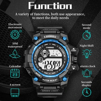 Vroče Prodaje Moške Vojaške Straže Luksuzne blagovne Znamke Šport Digitalni Watch Top Moda vodoodporna Led Svetlobna ročno uro Moško relojes hombre