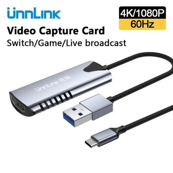 Unnlink 4K Video Capture Card USB 2.0 Tip C za HDMI-združljive Video posnetke, ki Grabežljivac Rekord za PS4 Igre v Živo Pretakanje Snemanje