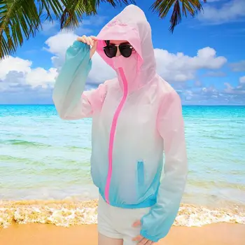 2021 Novo Rainbow Barva Sonca, UV Zaščita Ženske Obleke Ženska Hooded Suknjič Tanke Poletje Moda Dihanje Plaži Jopico Coats
