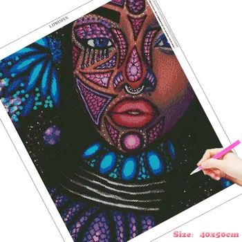 5D Diy Diamond Slikarstvo Afriška Ženska, Dekle, Cvet Lepote Diamond Vezenje Polni Sveder kvadratnih/krog Smolo Okrasnih Doma Dekor