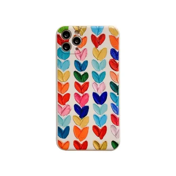 Barvita 3D Oljna slika Pismo, Ljubezen Srce Primeru Za iPhone Mini 12 11 Max Pro XS XR SE 2020 7 8 Plus X Silikonski Mehko Zadnji Pokrovček