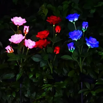 Zunanji Solar Powered LED Luči Tleh Nepremočljiva Rose Cvet Lučka Domačem Dvorišču, Vrt Sončne Travnik Pot Okrasite Praznik Luči
