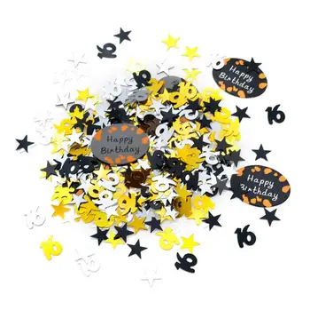 20 g Happy Birthday Black Gold Star PVC Konfeti 16 18 21 30 40 50 60 Obletnica Zlato Število Konfeti Stranka Dekor Odraslih