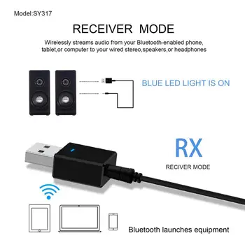 2 V 1 Brezžični USB Bluetooth Avto 5.0 Ontvanger Zender Adapter 3,5 Mm Jack Za Auto Muziek Aux Hoofdtelefoon Sprejemnikom Oddajnik