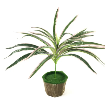 30 cm Umetne Palme Tropski Kokos Travo Ročaj, Plastična Zelena/Roza Listi Pravi Dotik Listje Za Domačo Pisarno Dekoracijo