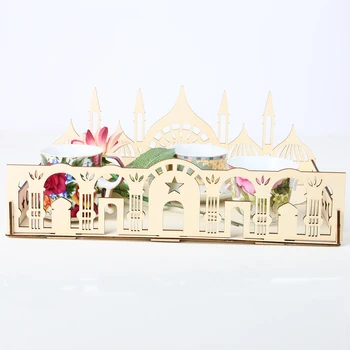 Lesena Dekoracija Eid Mubarak Ramadana Tabela Sladica Pladenj Gospodinjski Predmeti, Kuhinja Skladiščenje Blaga Skladiščenje Pladnji