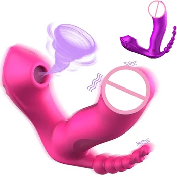Eroticos Sexis Produtos 3 V 1 Masturbator Klitoris Stimulator Spolnih Igrač Za Ženske Dildo Sesanju Vagina Analni Vibrator Sex Shop