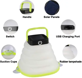 1-2pcs Taborjenje Svetlobo Sončno energijo Prenosna Luč, Luči, Nepremočljiva USB Mini Svetilka Zložljive Lučka za Šotor Pohodništvo Vrt