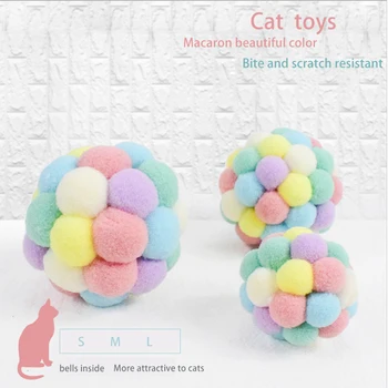 MZHQ Hišnih mačk igrače, pisane ročno premetavati žogo z bell interaktivna igrača mačka plišastih igrač mačka igrača interaktivni mucek hišne potrebščine