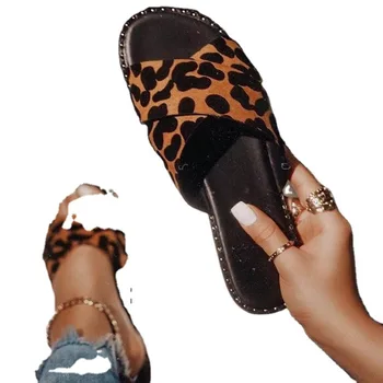 Poletje Copati Ženske Strani Leopard Notranja Zunanja Platformo, Sandali, Čevlji Za Dame Zdrsne Na Flip Flops Zapatillas Mujer