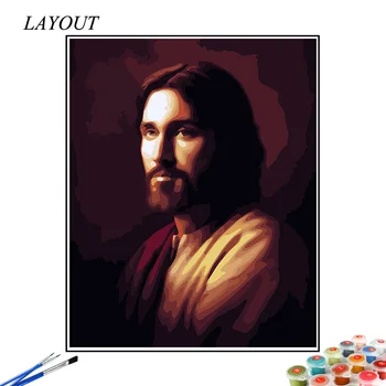 HUACAN Barvo S Številko Jezus Risanje Na Platno Ročno Poslikane Slikarstvo, Umetnost Darilo DIY Slike S Številkami Portret Kompleti Doma Dekor