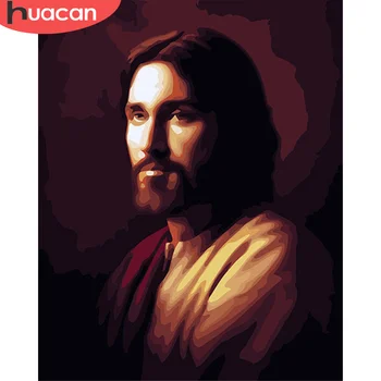 HUACAN Barvo S Številko Jezus Risanje Na Platno Ročno Poslikane Slikarstvo, Umetnost Darilo DIY Slike S Številkami Portret Kompleti Doma Dekor