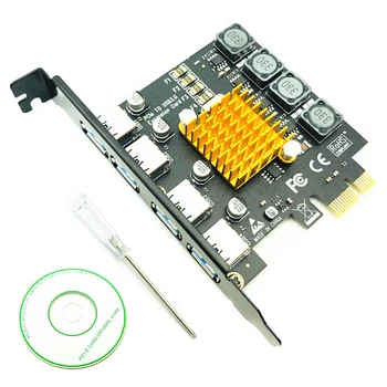 PCIE USB 3.0 Riser Card Za Namizni 1 Nastavite Strokovno 4 Port PCI-E, Da USB3.0 HUB PCI Express Širitev Sim Adapter, Hitrost 5Gbps