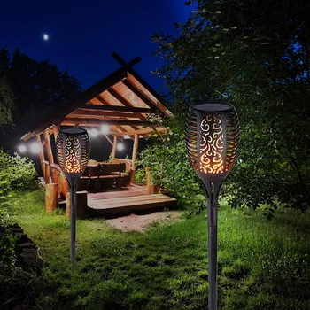 LED Sončne Plamen Luči Lučka za Okras Pokrajine Travnik Lučka Utripa Nepremočljiva Vrt Pot Razsvetljavo Baklo na Prostem Pozornosti