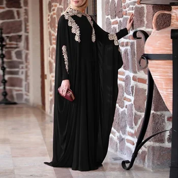 Plus Velikost S-3XL Arabski Dubaj Abaya Ženske Muslimansko Obleko tam kaftan Appliques Islam Dolžina Tal Maxi Obleko turško Haljo Islamske Ropa
