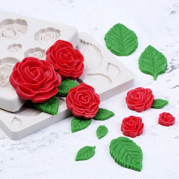 Vroče Prodaje Rose Cvet Silikonski Kalup za Fondat Torta Dekoraterstvo Čokoladni Piškotek Milo Polimerne Gline Smole