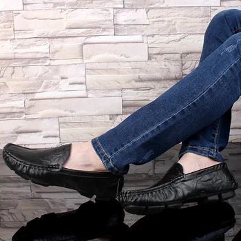 Moški Priložnostne Čevlji na prostem Modni Moški Čevlji na prostem Pravega Usnja Moške Loafers Moccasins Slip Za Moške Stanovanj čevlji velika velikost 48 5