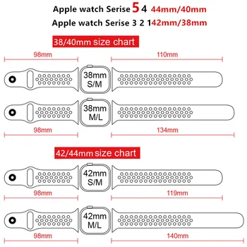 Silikonski Trak Za Apple Watch Band 42 mm in 44 mm 40 mm 38 mm 44 mm iwatch SE 5 4 3 watchband Dihanje zapestnica Aplle watch 6 Trak
